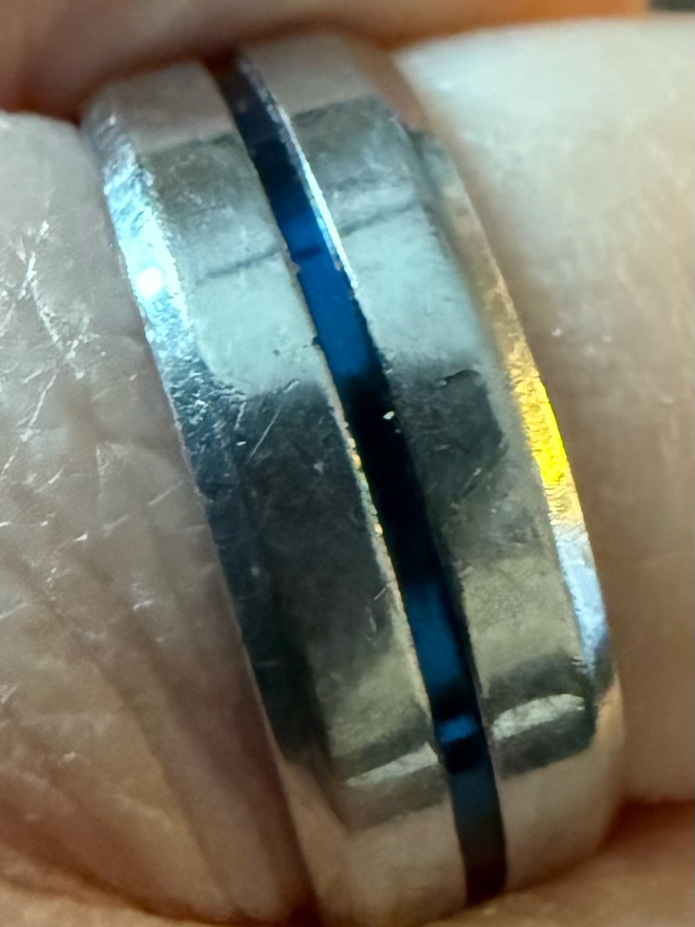 Silver Ring with Blue Inlay